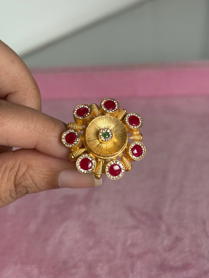925 Silver Antique CZ Handmade Ring | Adjustable | SHIVKA