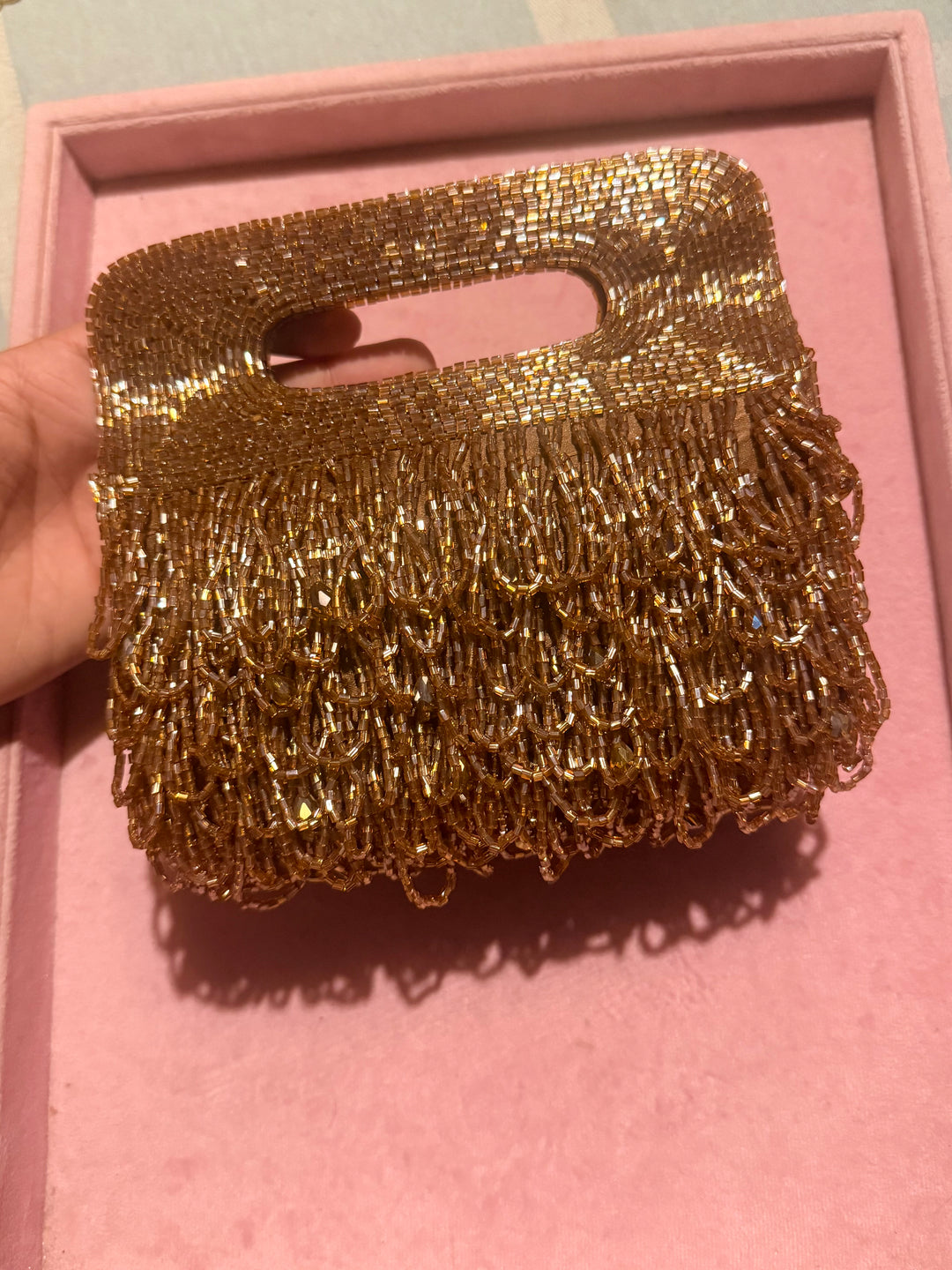 Handmade Rust Gold Beaded Statement Purse | Elegant Evening Clutch with Detachable Sling Chain