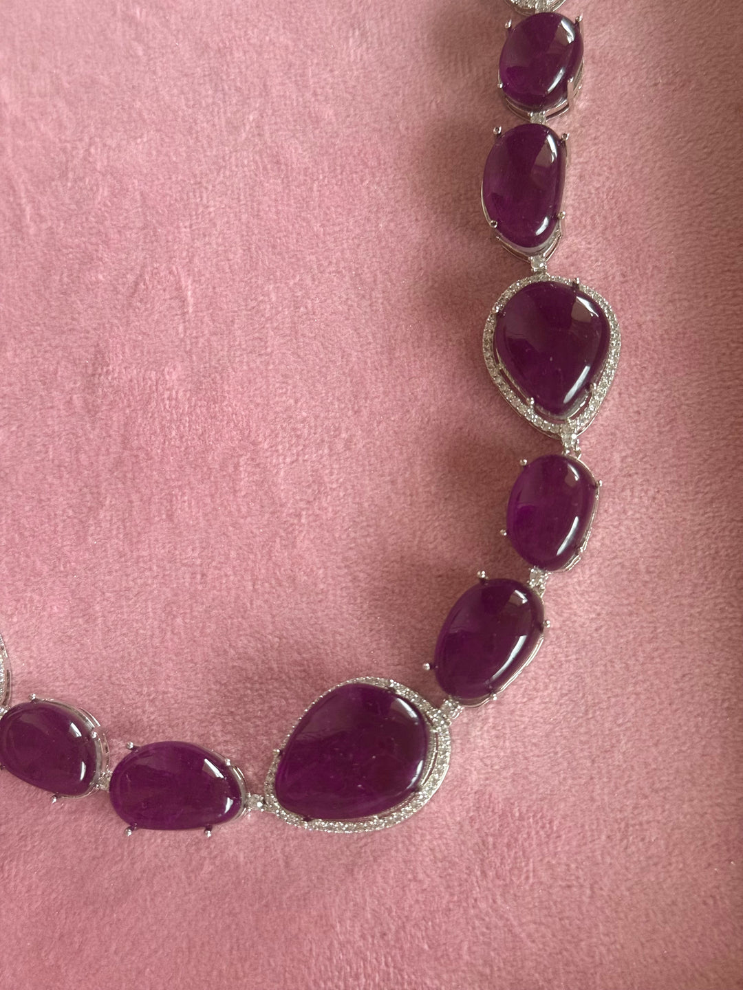 Handmade Designer CZ Necklace Set | Silver Polish | SHIVKA