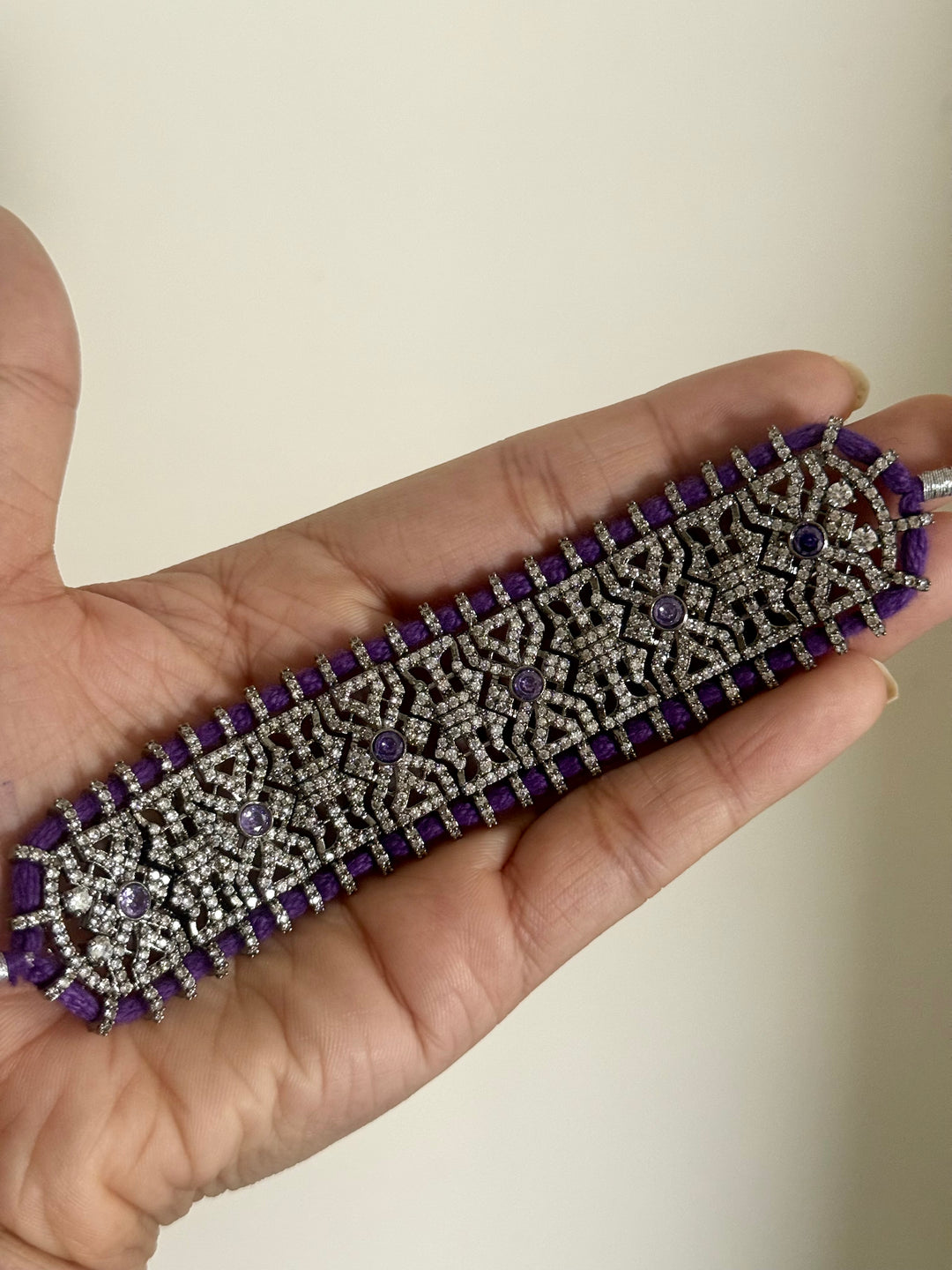 Handmade Designer CZ Bracelet | Rhodium Plated | SHIVKA