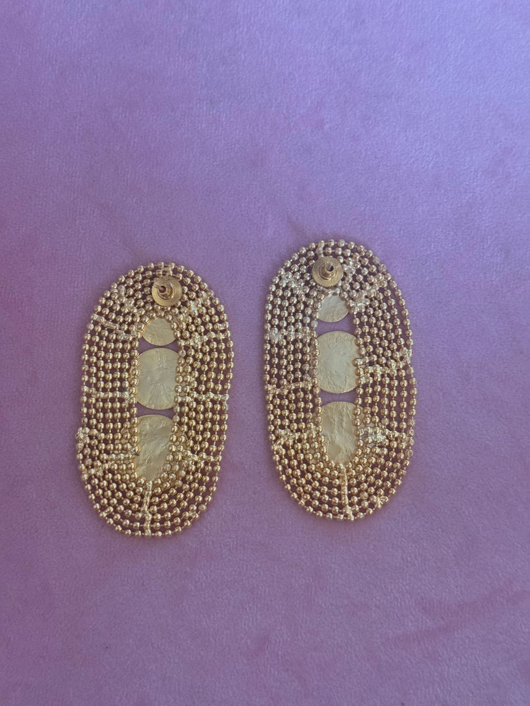 Handmade Statement Brass Earrings | SHIVKA | 7x4 cm | 34g Pair | Push Back | Bold Gift Jewelry