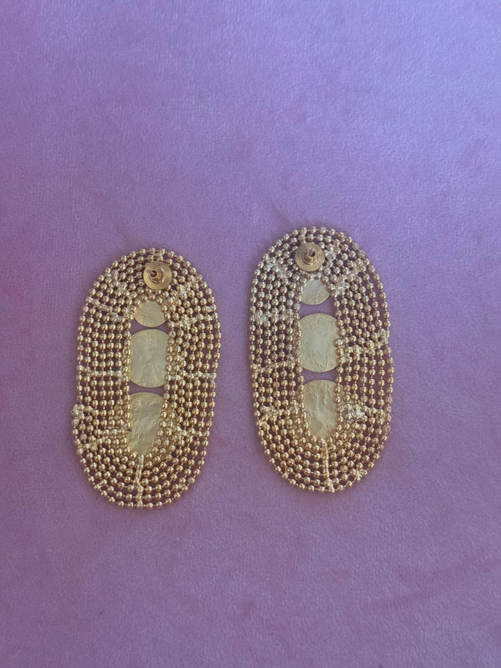 Handmade Statement Brass Earrings | SHIVKA | 7x4 cm | 34g Pair | Push Back | Bold Gift Jewelry