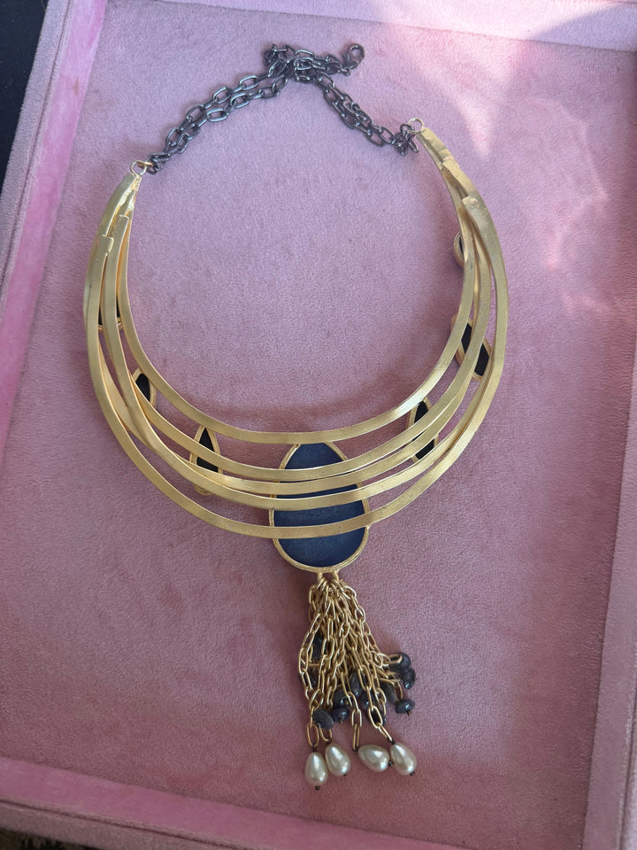 Handmade Hasli Necklace | Gold Polish Brass Adjustable Statement Jewelry