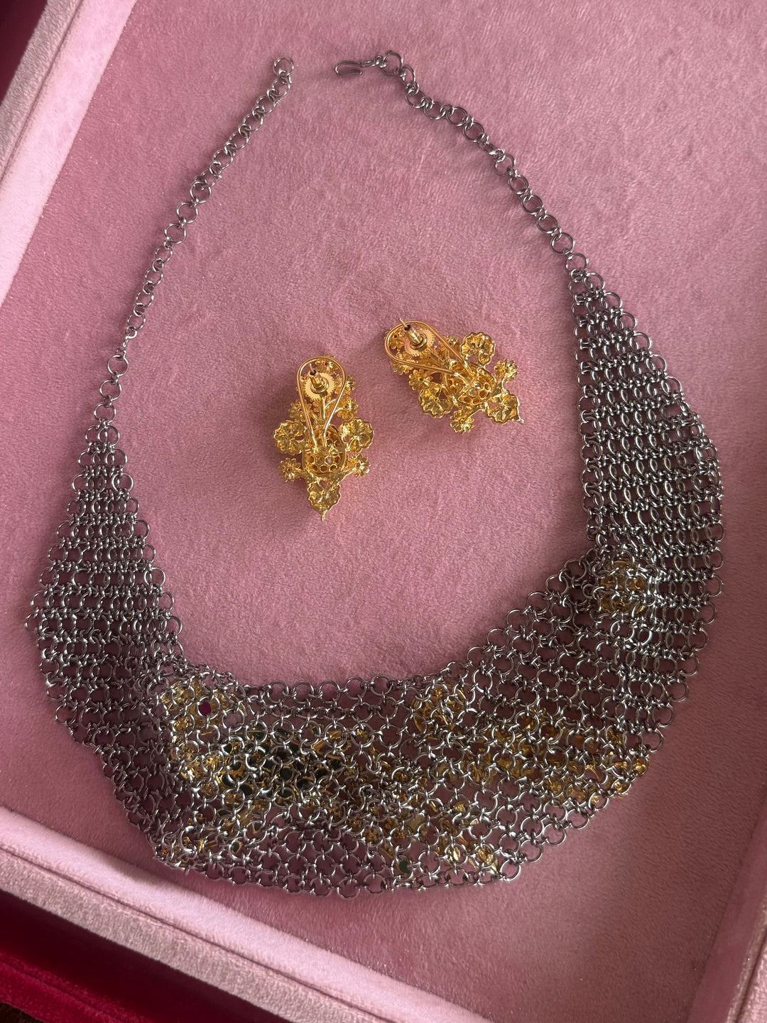 Handmade Bird Designer Necklace Set | Gold & Black Rhodium | SHIVKA