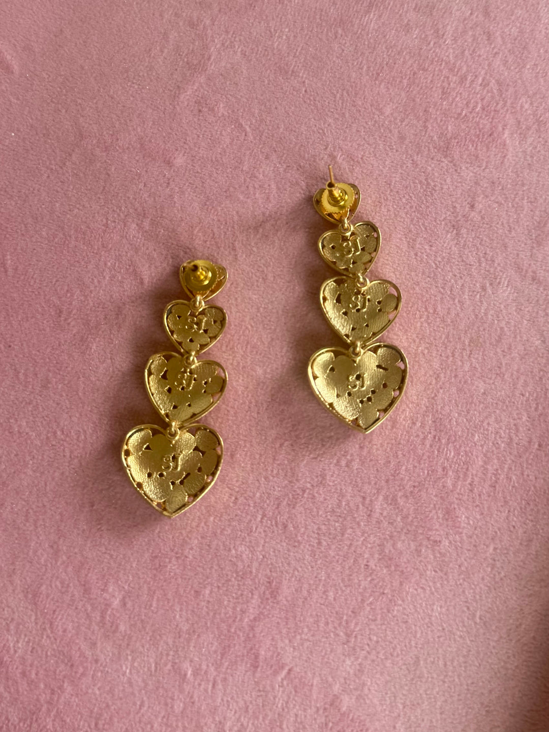 Handmade Jadau Heart Earrings | Gold Polish | SHIVKA