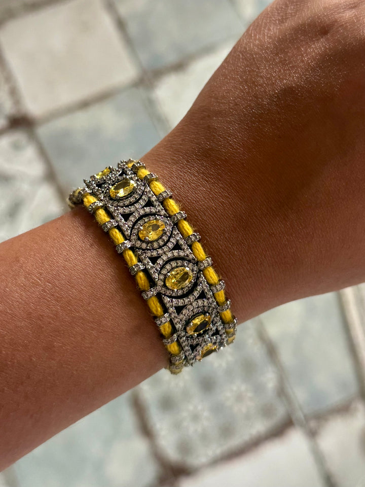 Handmade Designer CZ Bracelet | Rhodium Plated | SHIVKA