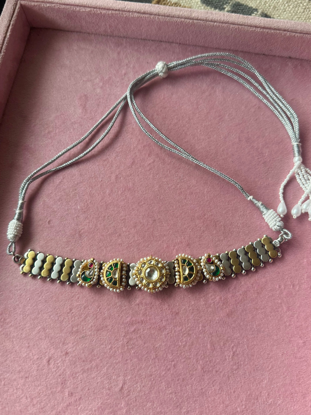 Pure 925 Silver Kundan Choker