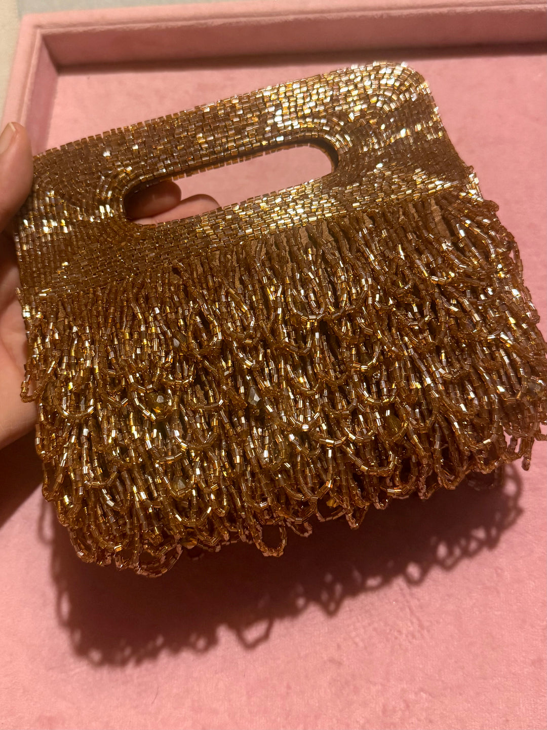 Handmade Rust Gold Beaded Statement Purse | Elegant Evening Clutch with Detachable Sling Chain