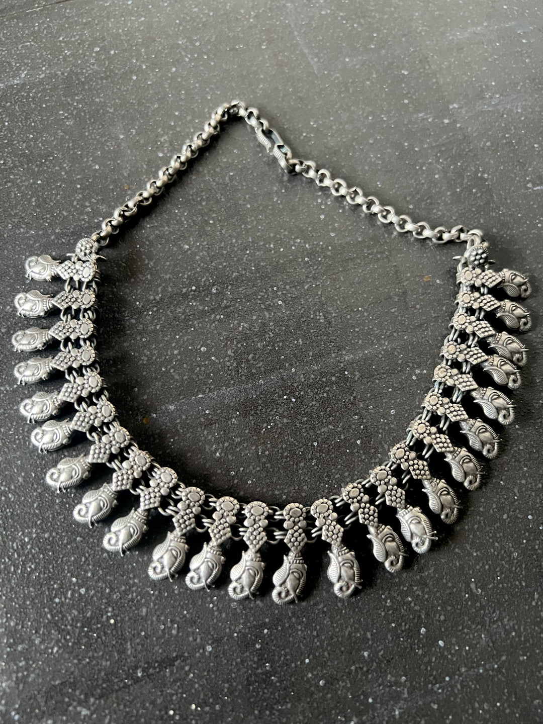 Handmade Tribal Antique Brass Necklace | Adjustable Dori Statement Jewelry