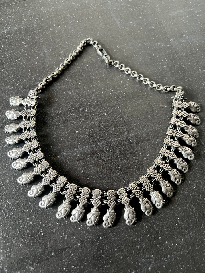 Handmade Tribal Antique Brass Necklace | Adjustable Dori Statement Jewelry