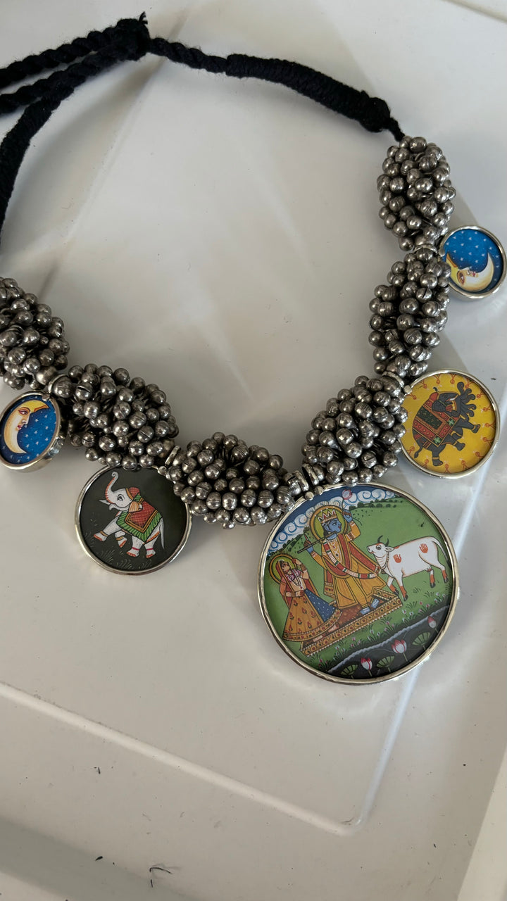 Exquisite Hand painted Ghungroo Pendant Necklace - Elevate Your Elegance
