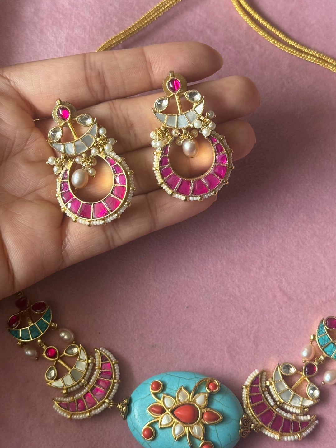 Handmade Jadau Choker Necklace Set | SHIVKA