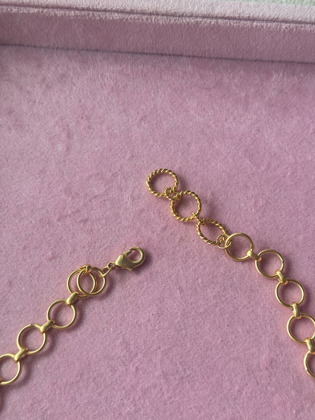 Rose Quartz Choker – Gold Brass, Adjustable Necklace