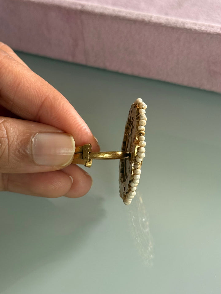 925 Silver Jadtar Gold Handmade Ring | Adjustable | SHIVKA