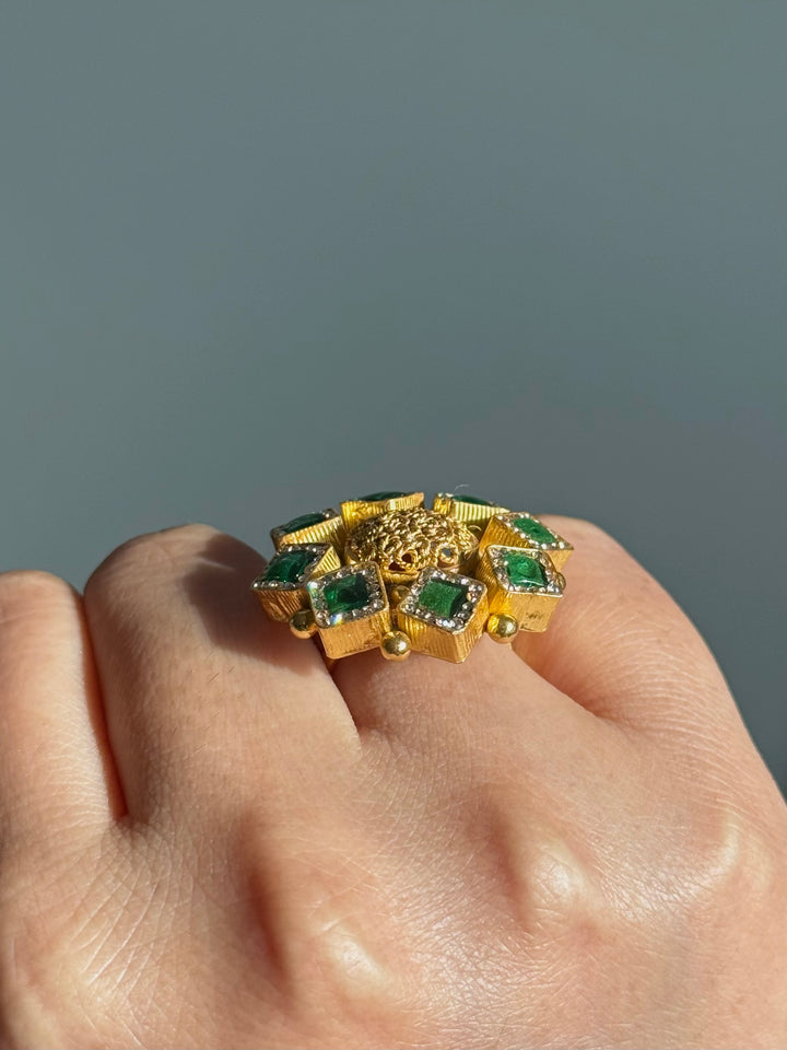 925 Silver Antique CZ Handmade Ring | Adjustable | SHIVKA