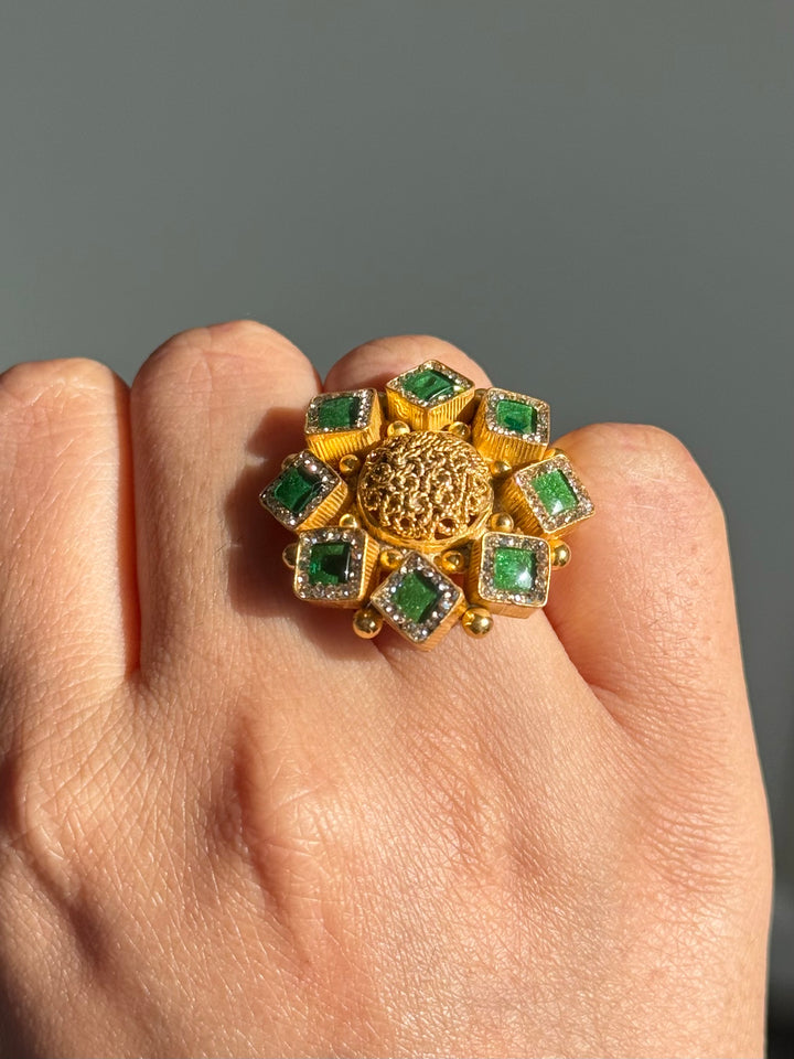 925 Silver Antique CZ Handmade Ring | Adjustable | SHIVKA