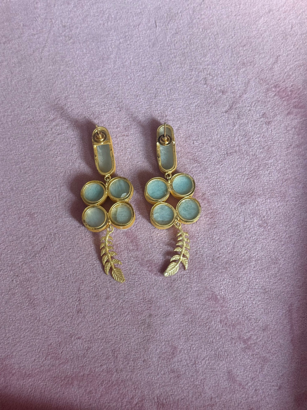 Natural Stone Statement Earrings | SHIVKA | Gold Polish Festive Jewelry