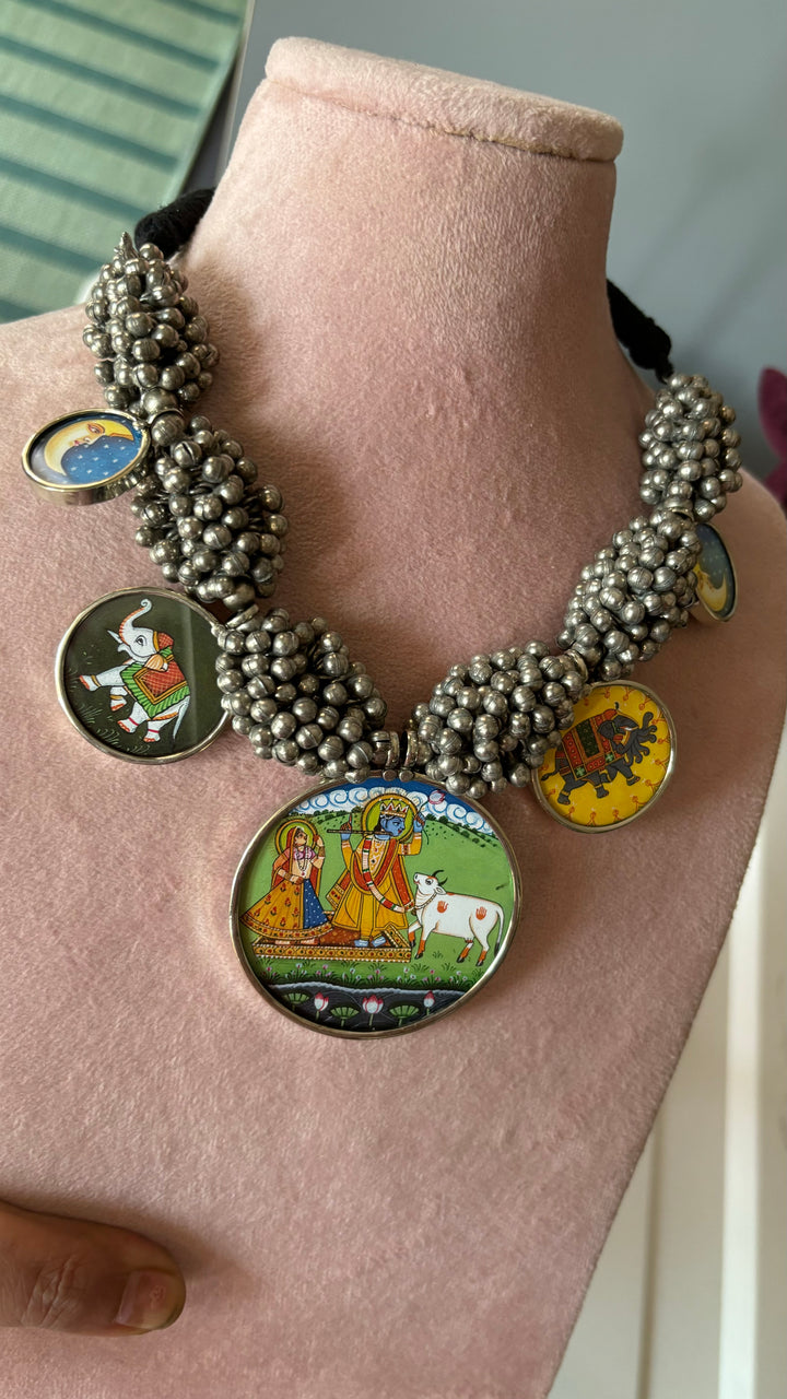 Exquisite Hand painted Ghungroo Pendant Necklace - Elevate Your Elegance