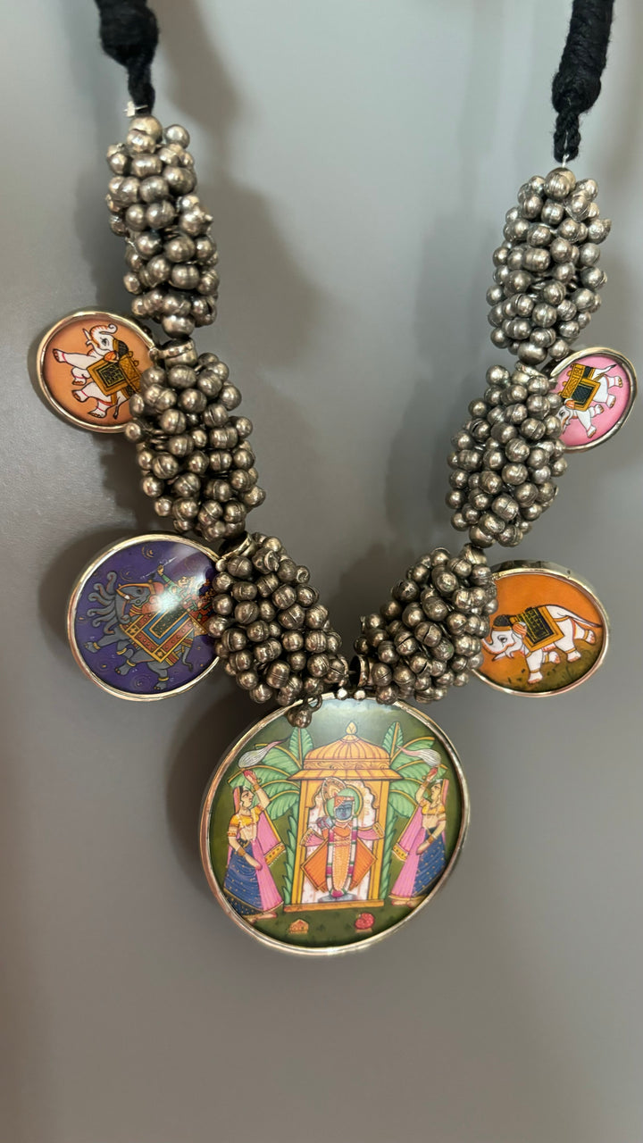 Exquisite Hand painted Ghungroo Pendant Necklace - Elevate Your Elegance