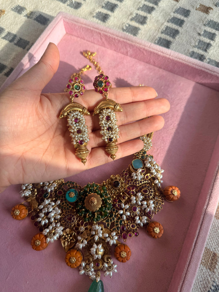 Handmade 925 Silver Carnelian Necklace Set | SHIVKA