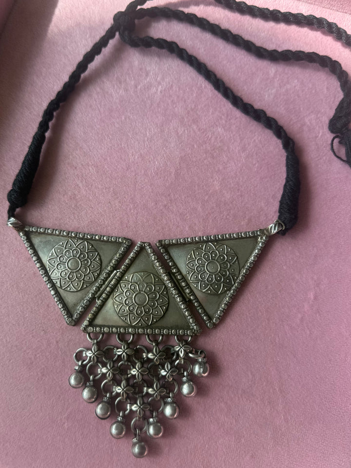 Handmade Tribal Antique Brass Statement Necklace | Adjustable Dori Artisan Jewelry