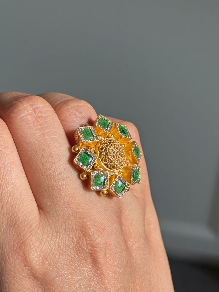 925 Silver Antique CZ Handmade Ring | Adjustable | SHIVKA