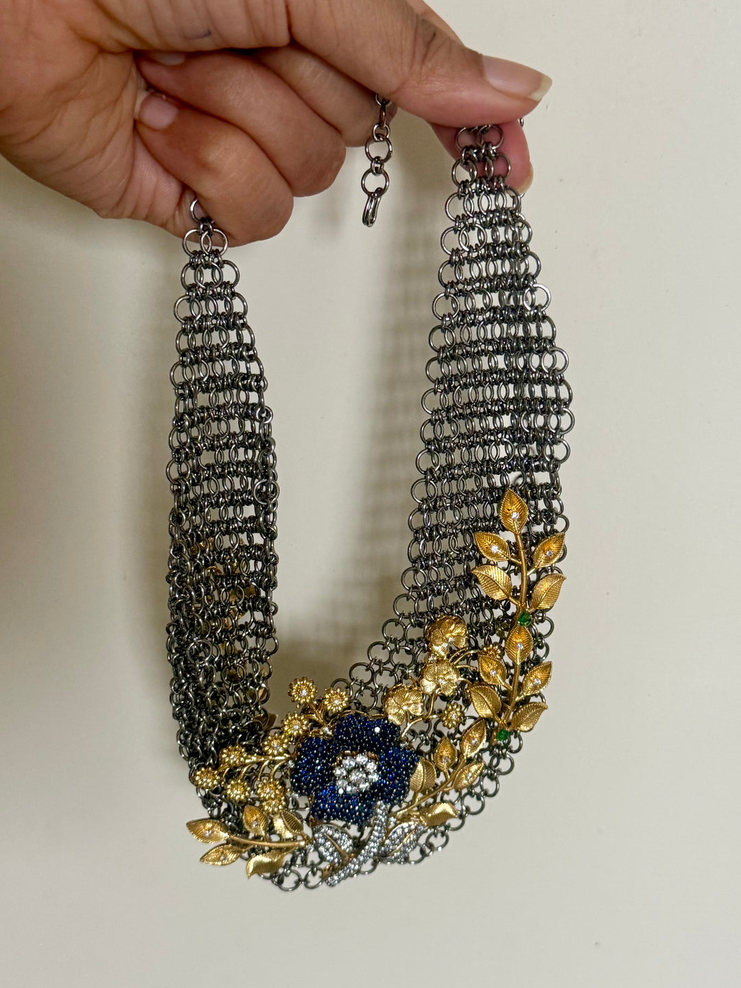 Handmade Floral Designer Necklace Set | Gold & Black Rhodium | SHIVKA
