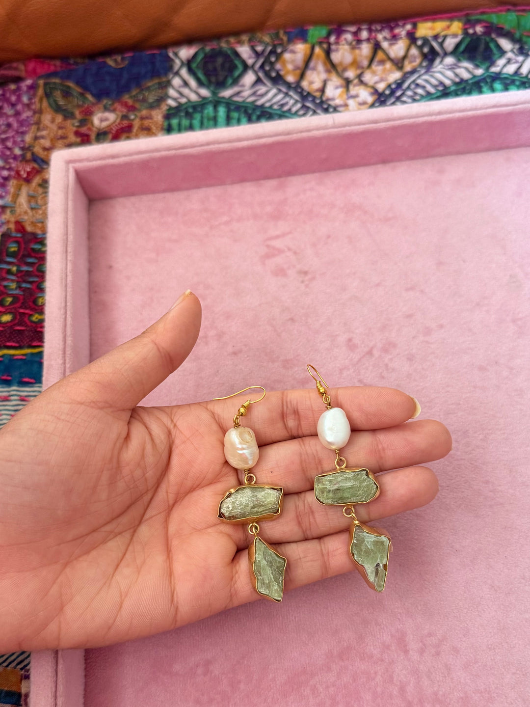 Asymmetric Raw Stone Danglers