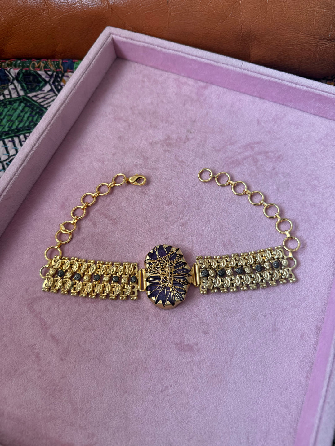 Handmade Bold Natural Stone Statement Choker | Brass Adjustable Lobster Claw Jewelry