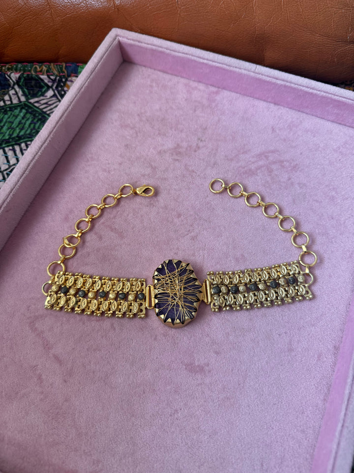 Handmade Bold Natural Stone Statement Choker | Brass Adjustable Lobster Claw Jewelry
