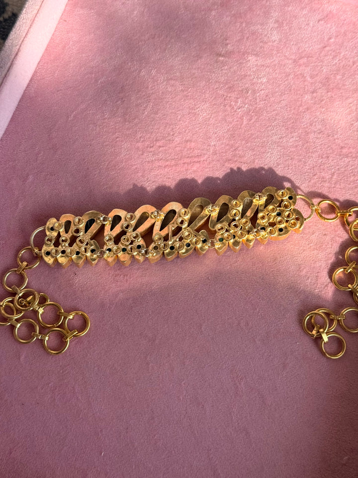 MOP and Quartz Choker – Gold Brass, Adjustable Necklace