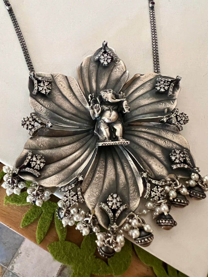 Pure 925 Sterling Silver Lord Ganesha Pendant Necklace