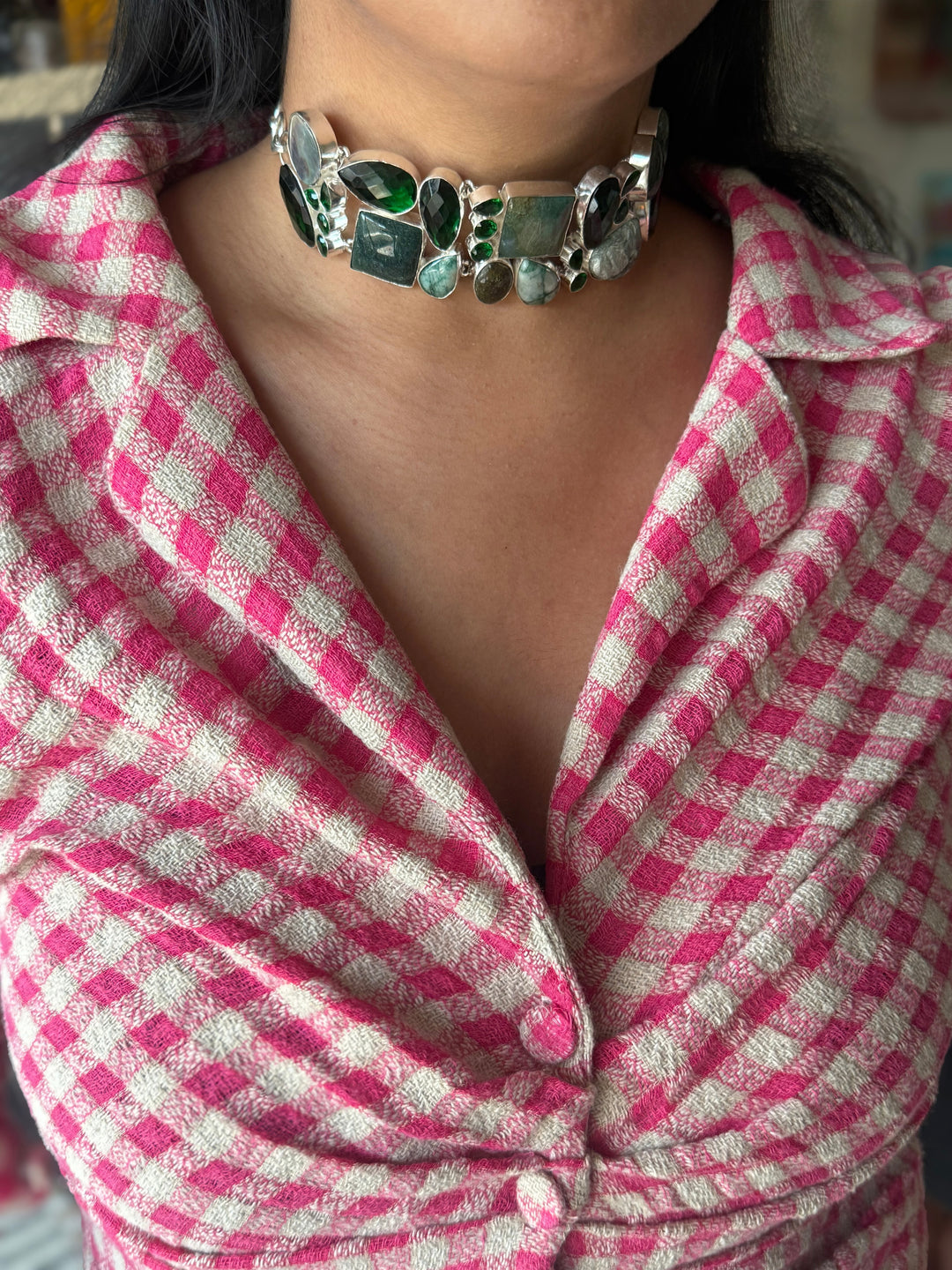 Statement Choker – Silver Brass, Adjustable Necklace