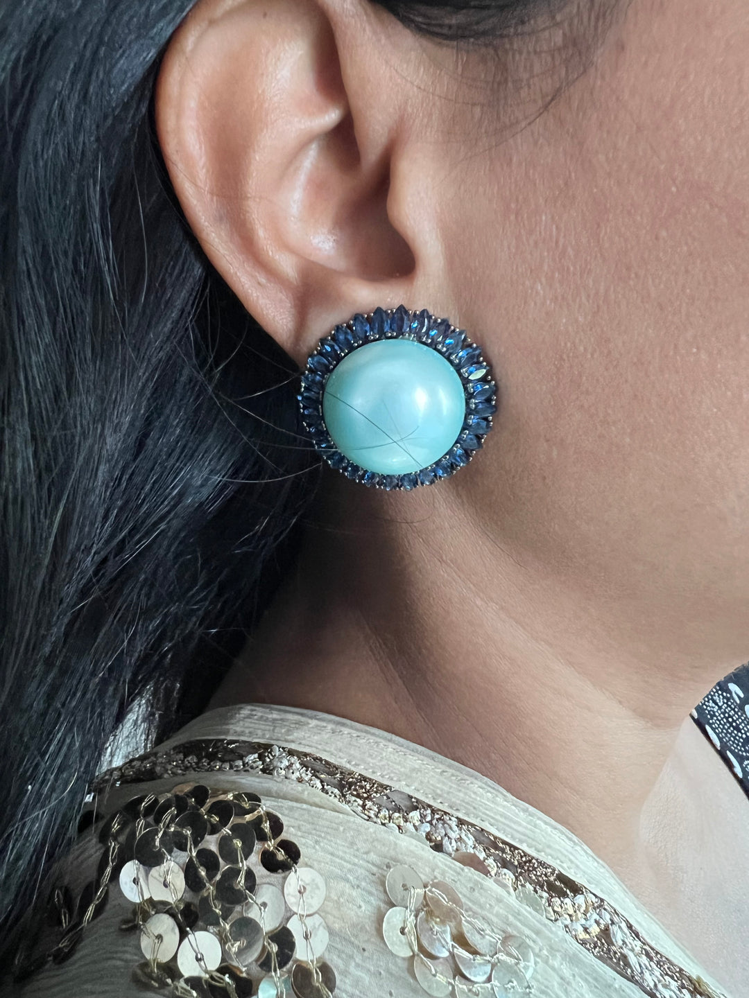 Elegant Pearl Stud Earrings | SHIVKA Designer Jewelry