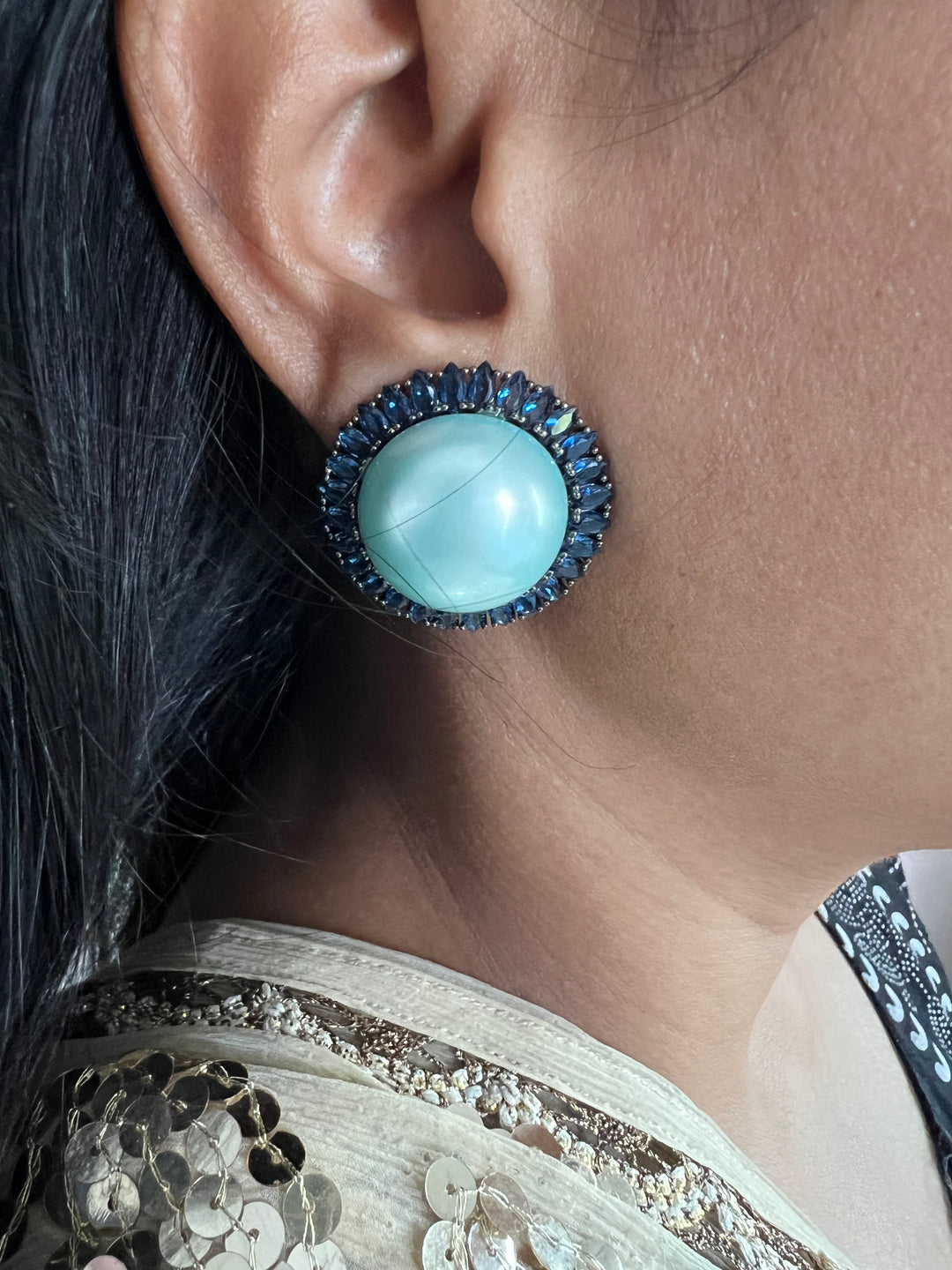 Elegant Pearl Stud Earrings | SHIVKA Designer Jewelry