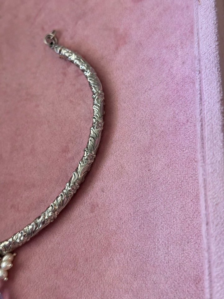 Handmade 925 Silver Hasli Necklace with Natural Amethyst Drop | Adjustable Hook Closure Jewelry
