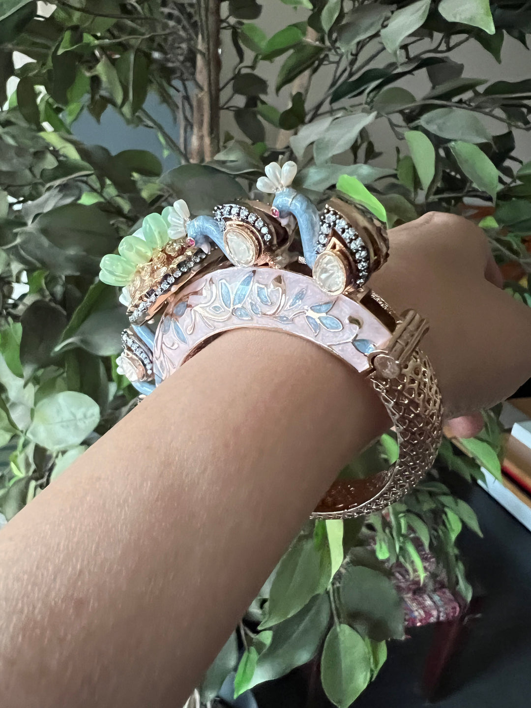 Statement Enamelled Peacock Bracelet - Unparalleled Quality and Style