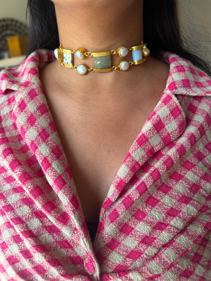 Statement Choker – Gold Brass, Adjustable Necklace