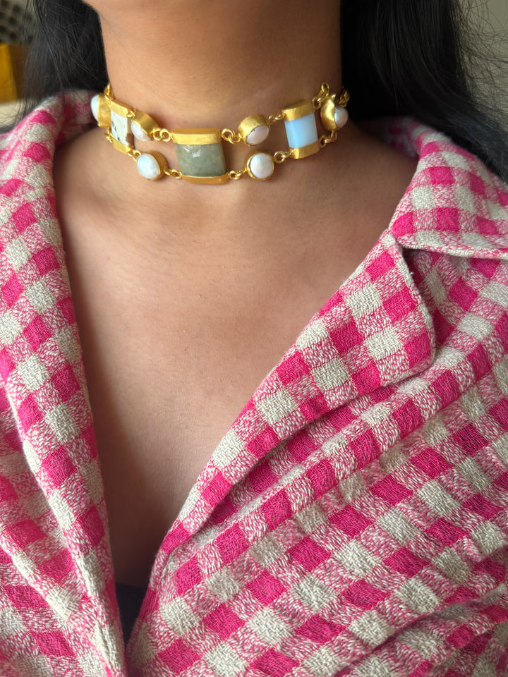 Statement Choker – Gold Brass, Adjustable Necklace
