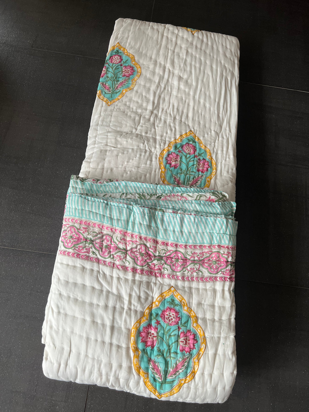 Double Bed Jaipur Quilt/ Queen Bed Jaipur Quilt/ Pure Cotton Quilt/ Hand Block Printed Quilt