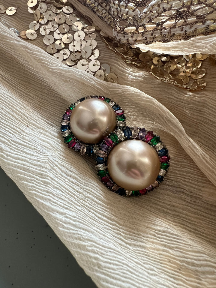 Elegant Pearl Stud Earrings | SHIVKA Designer Jewelry