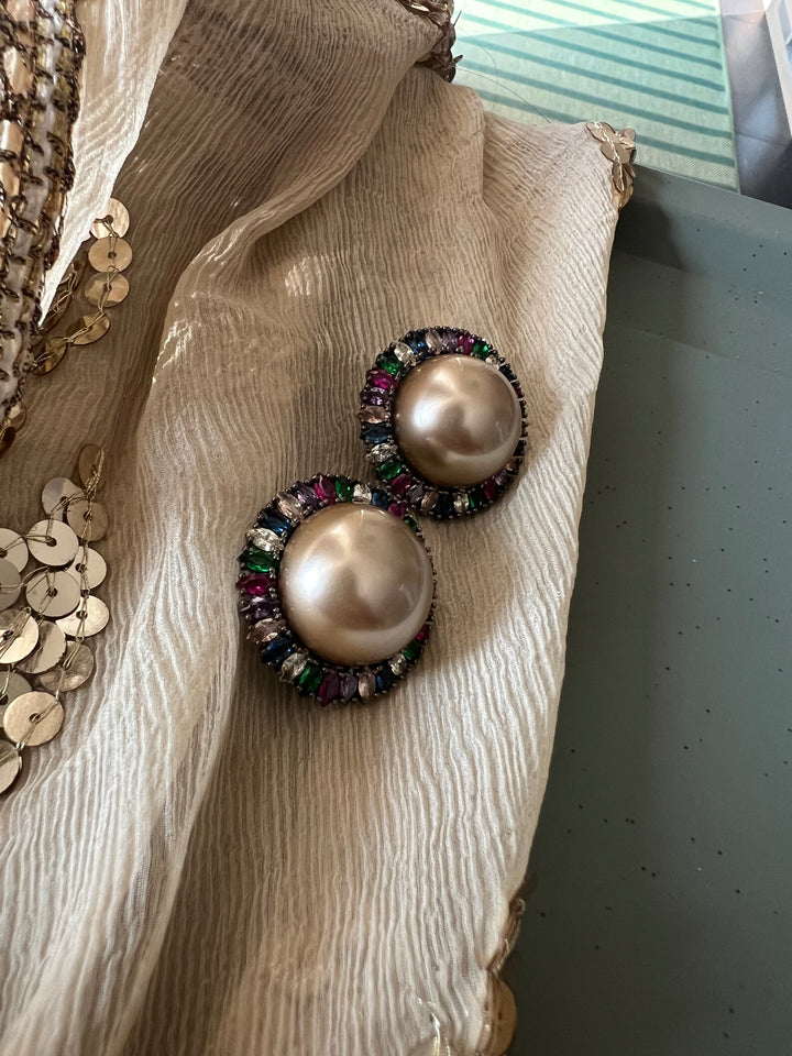 Elegant Pearl Stud Earrings | SHIVKA Designer Jewelry