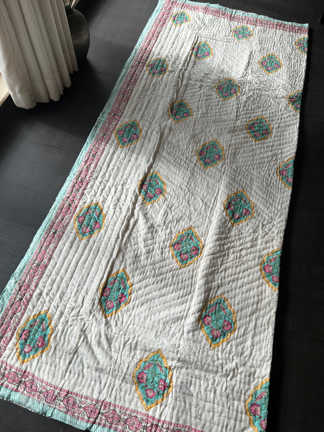 Double Bed Jaipur Quilt/ Queen Bed Jaipur Quilt/ Pure Cotton Quilt/ Hand Block Printed Quilt