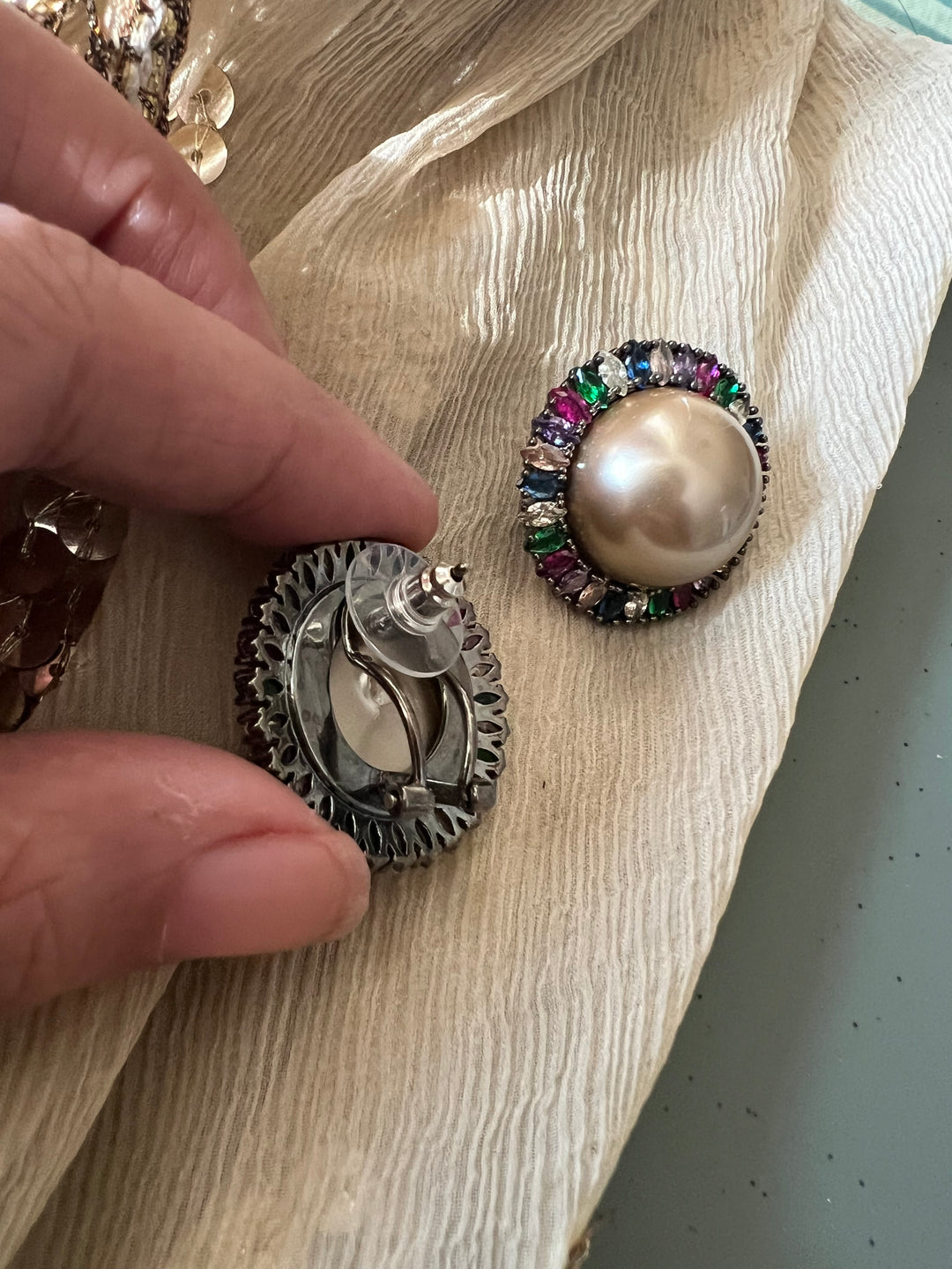 Elegant Pearl Stud Earrings | SHIVKA Designer Jewelry