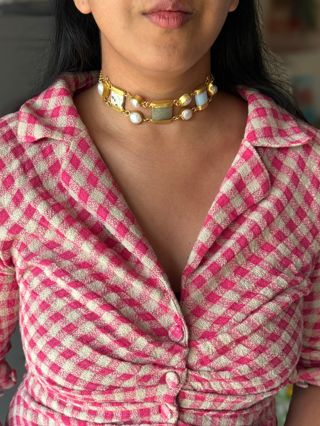 Statement Choker – Gold Brass, Adjustable Necklace
