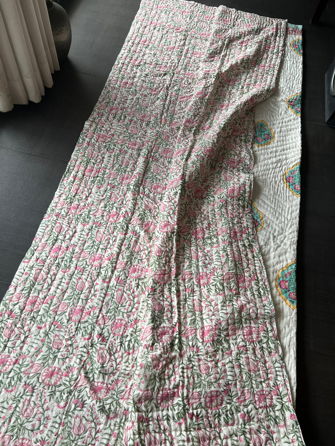 Double Bed Jaipur Quilt/ Queen Bed Jaipur Quilt/ Pure Cotton Quilt/ Hand Block Printed Quilt