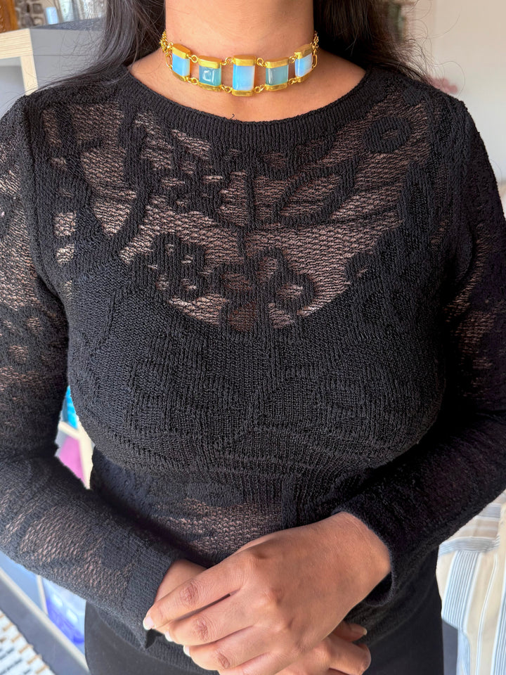Statement Choker – Gold Brass, Adjustable Necklace