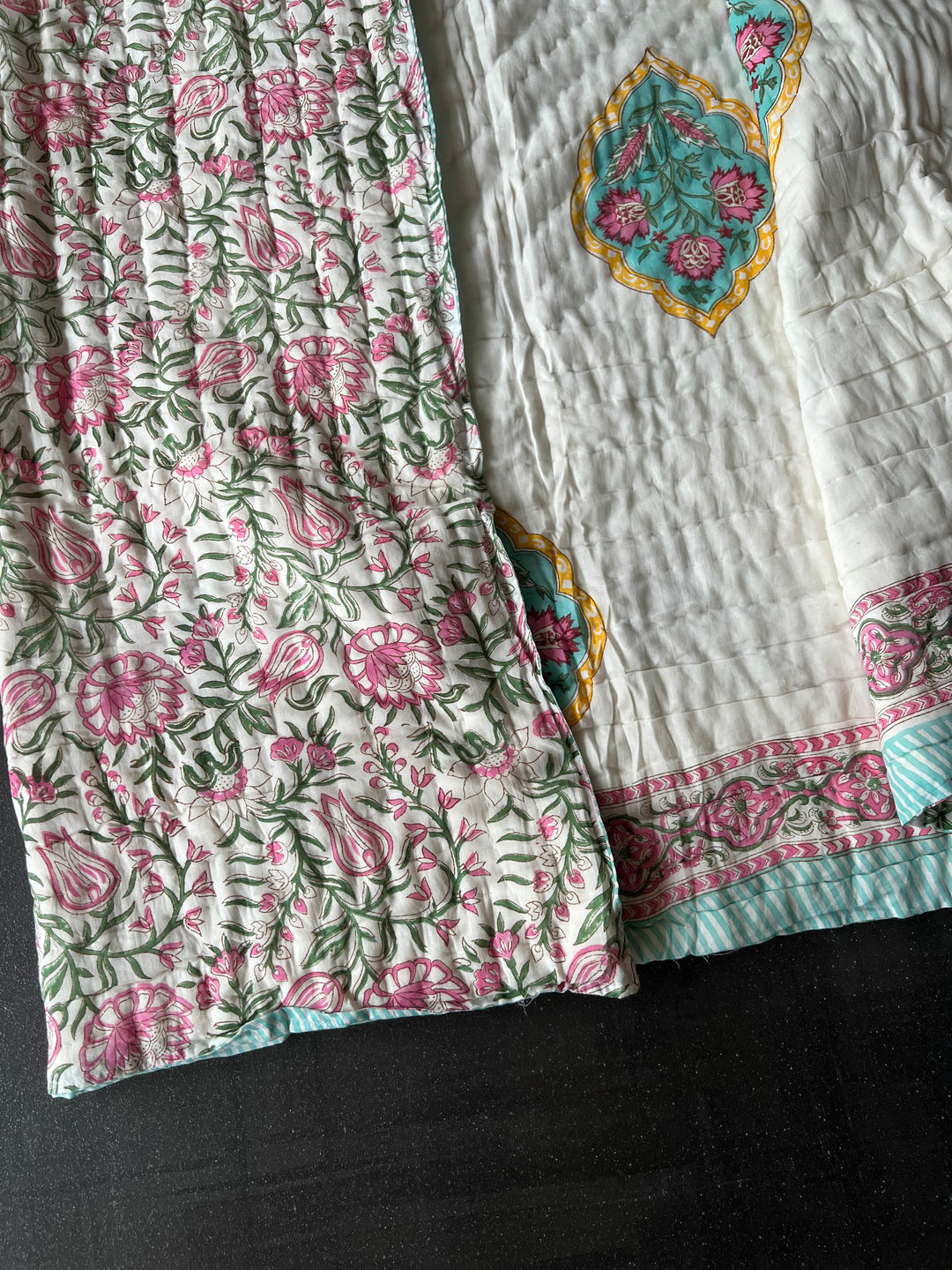 Double Bed Jaipur Quilt/ Queen Bed Jaipur Quilt/ Pure Cotton Quilt/ Hand Block Printed Quilt