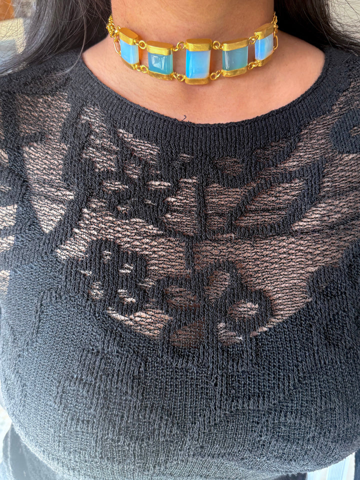 Statement Choker – Gold Brass, Adjustable Necklace