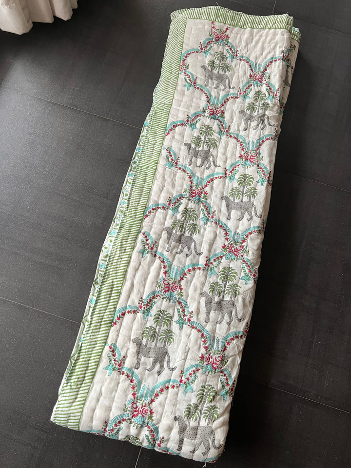 Double Bed Jaipur Quilt/ Queen Bed Jaipur Quilt/ Pure Cotton Quilt/ Hand Block Printed Quilt